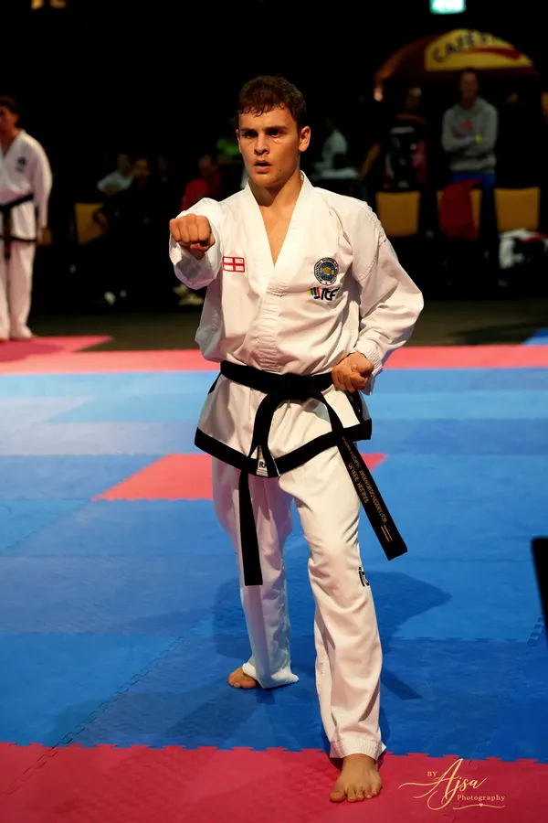 Athlete performing a pattern with a punch
